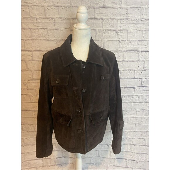 Cuero Chocolate Casual Genuine Leather/Suede Shacket Size Large - Picture 1 of 9
